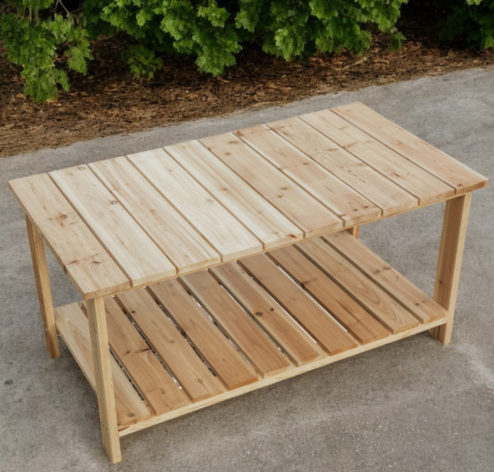 Simplistic 37" Natural Solid Wood Outdoor Coffee Table