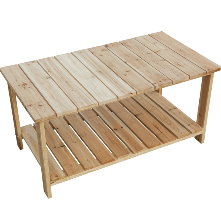 Simplistic 37" Natural Solid Wood Outdoor Coffee Table