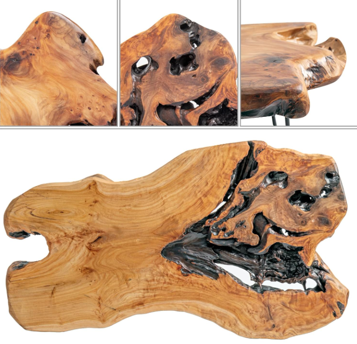 Live Edge Coffee Table – Solid Cedar Wood with Hairpin Legs (Rustic Natural Finish)