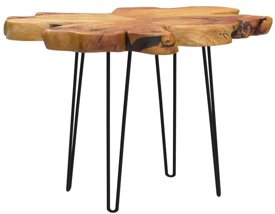 Live Edge Coffee Table – Reclaimed Cedar Wood Petal Design with Hairpin Legs