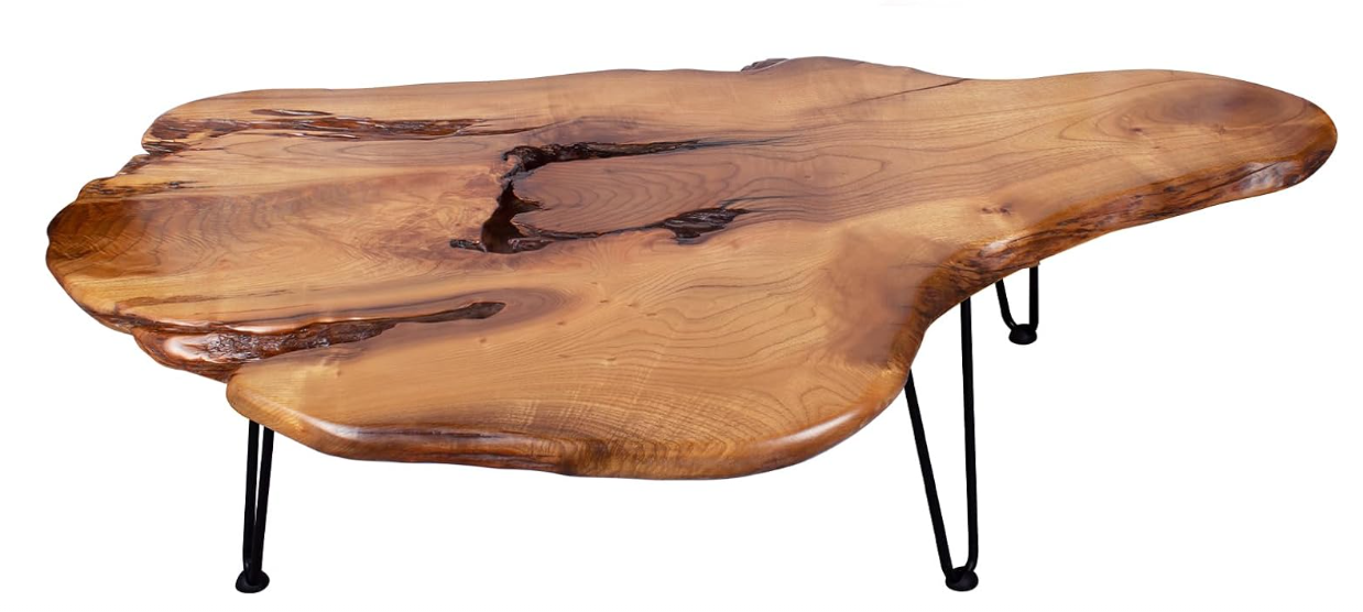 Live Edge Coffee Table – Natural Wood Top with Hairpin Legs (Artisan Boho Style)