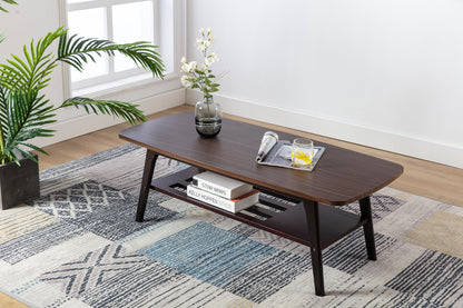 Bahamas Mid-Century Coffee Table – Natural Light Oak with Storage Shelf