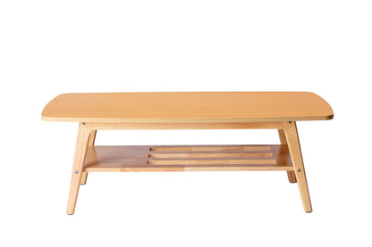 Bahamas Mid-Century Coffee Table – Natural Light Oak with Storage Shelf