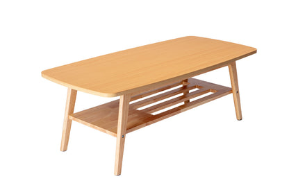 Bahamas Mid-Century Coffee Table – Natural Light Oak with Storage Shelf